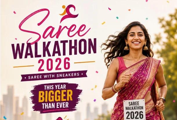 అమెరికాలో  సారీ వాకథాన్ 2026 సందడి... చీరల్లోనే వాక్, జాగ్, రన్!