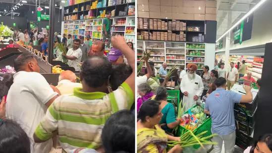 న్యూజెర్సీలో కూరగాయ కోసం ఎగబడ్డ జనం!... నూతనంగా ప్రారంభమైన స్టోర్ వద్ద తోపులాట!