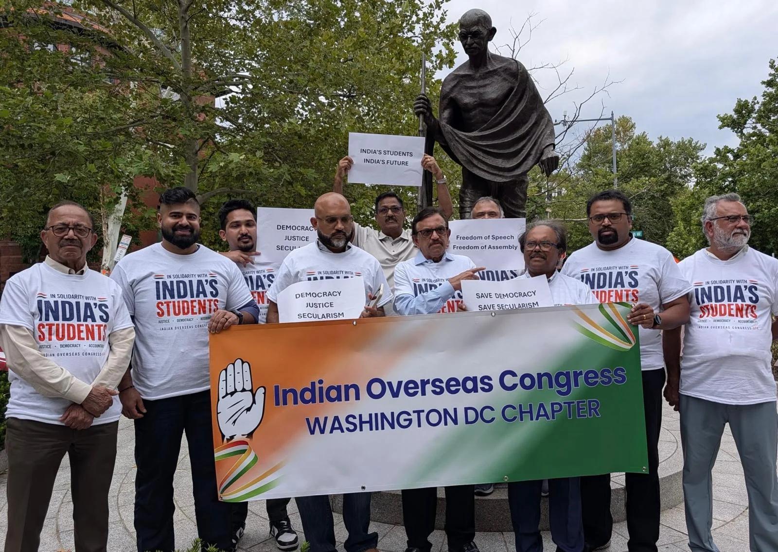వాషింగ్టన్ డీసీలో భారత విద్యార్థులకు మద్దతుగా ఇండియన్ ఓవర్సీస్ కాంగ్రెస్ (IOC-USA) నిరసన