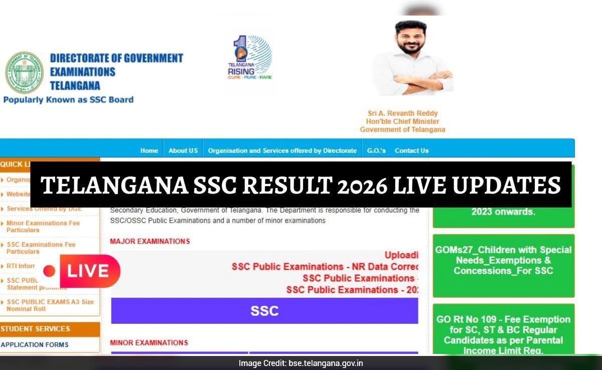 Telangana SSC Result 2026 LIVE: BSE Class 10 Result Today At 2 PM, Check Updates Here
