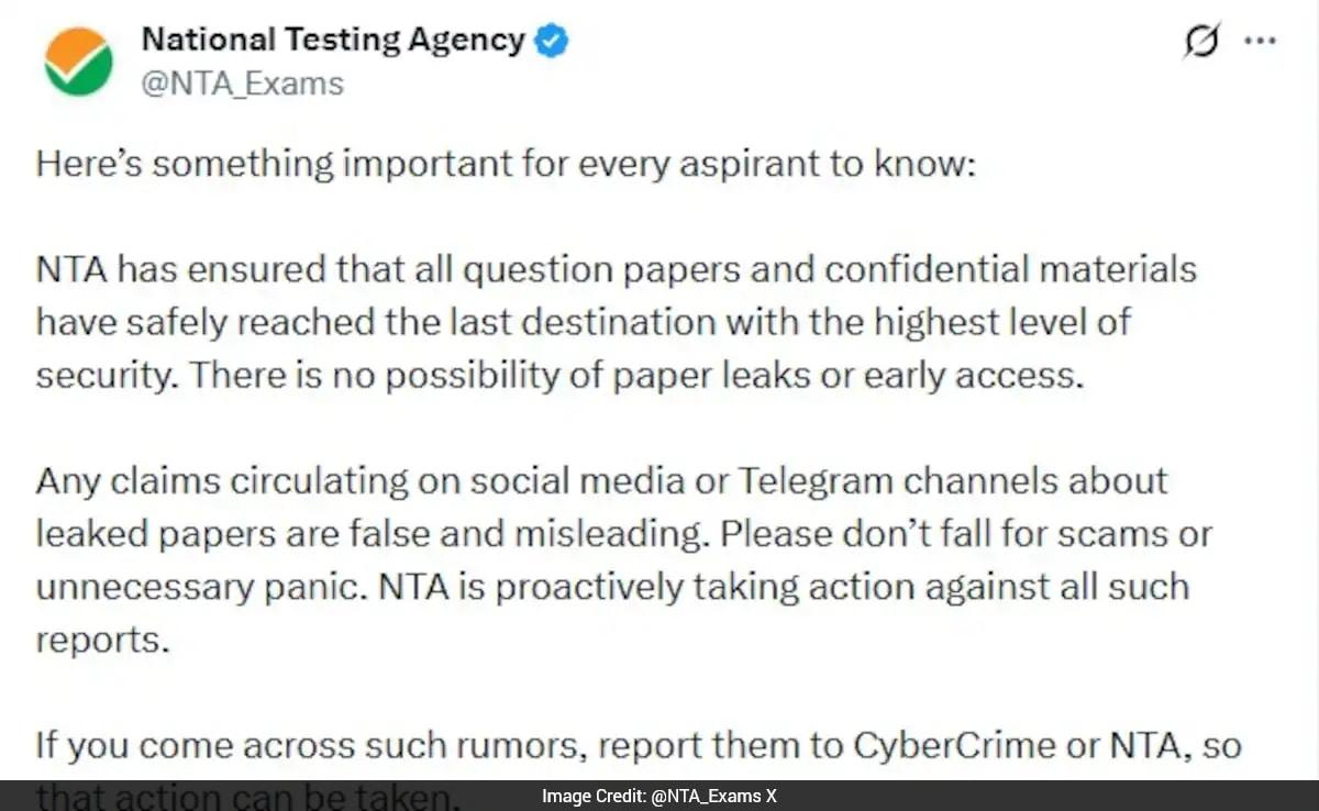 NEET UG 2026 Exam: NTA Issues Warning Over Fake Paper Leak Claims On Social Media