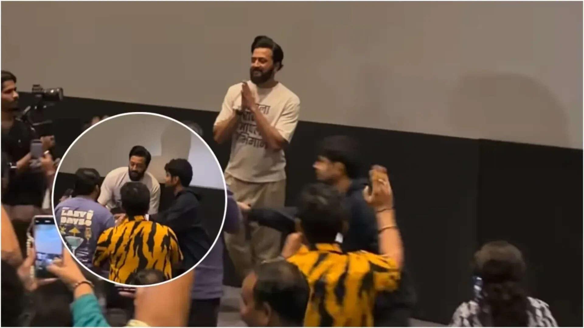 Fan touches Riteish's feet at 'Raja Shivaji' screening: Video