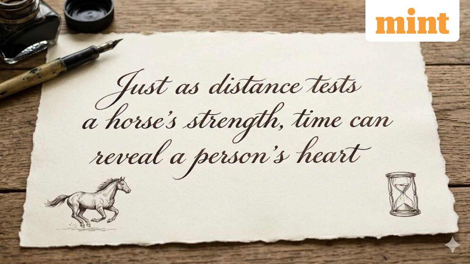 Chinese Proverb of the Day: ‘Just as distance tests a horse’s strength, time can reveal a person’s heart’