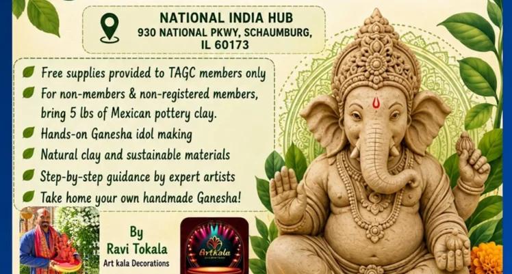 చికాగోలో TAGC ఆధ్వర్యంలో పర్యావరణహిత గణేశ విగ్రహ తయారీ వర్క్షాప్