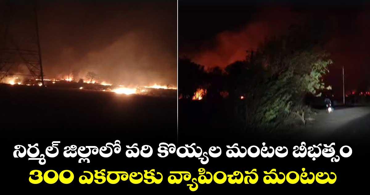 నిర్మల్ జిల్లాలో వరి కొయ్యల మంటల బీభత్సం..300 ఎకరాలకు వ్యాపించిన మంటలు