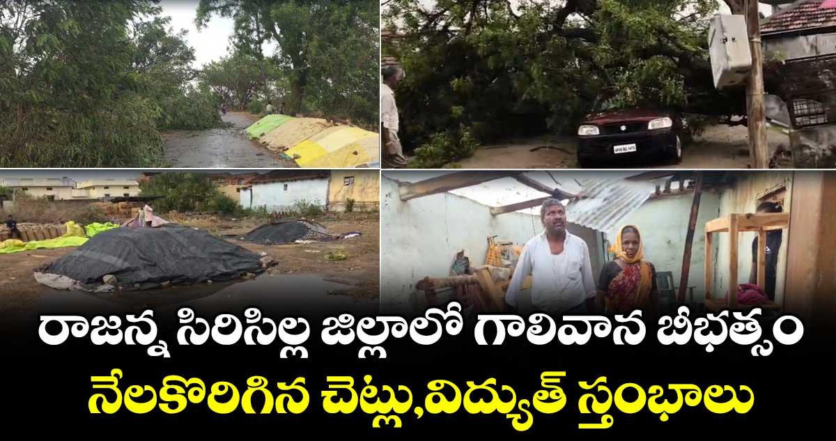 రాజన్న సిరిసిల్ల జిల్లాలో గాలివాన బీభత్సం..నేలకొరిగిన చెట్లు,విద్యుత్ స్తంభాలు