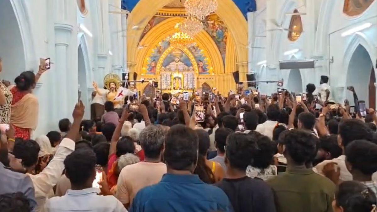 Vijay’s Velankanni visit cancelled; visual of supporters chanting ‘TVK’ inside Basilica goes viral
