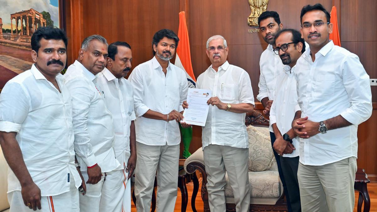 T.N. Governor asks TVK chief Vijay to produce proof of support of majority MLAs; Congress says ‘yes’ but AIADMK ‘no’