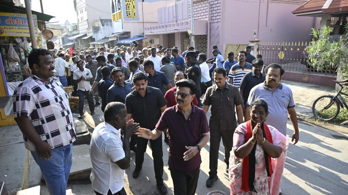T.N. elections: Stalin interacts with voters during morning walk in K.V Kuppam segment