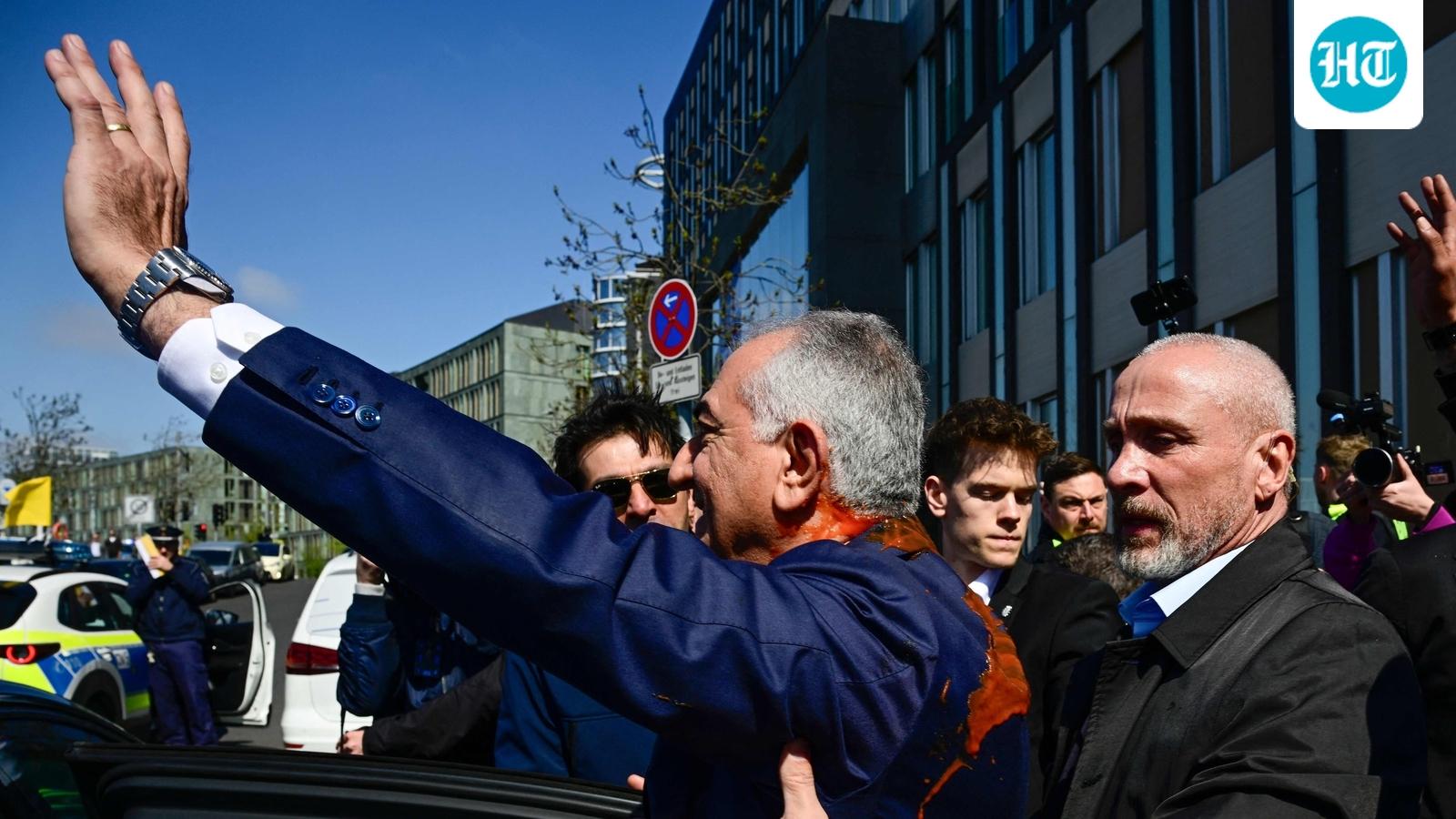 Man throws red liquid at Iran’s exiled prince Reza Pahlavi in Berlin: Video