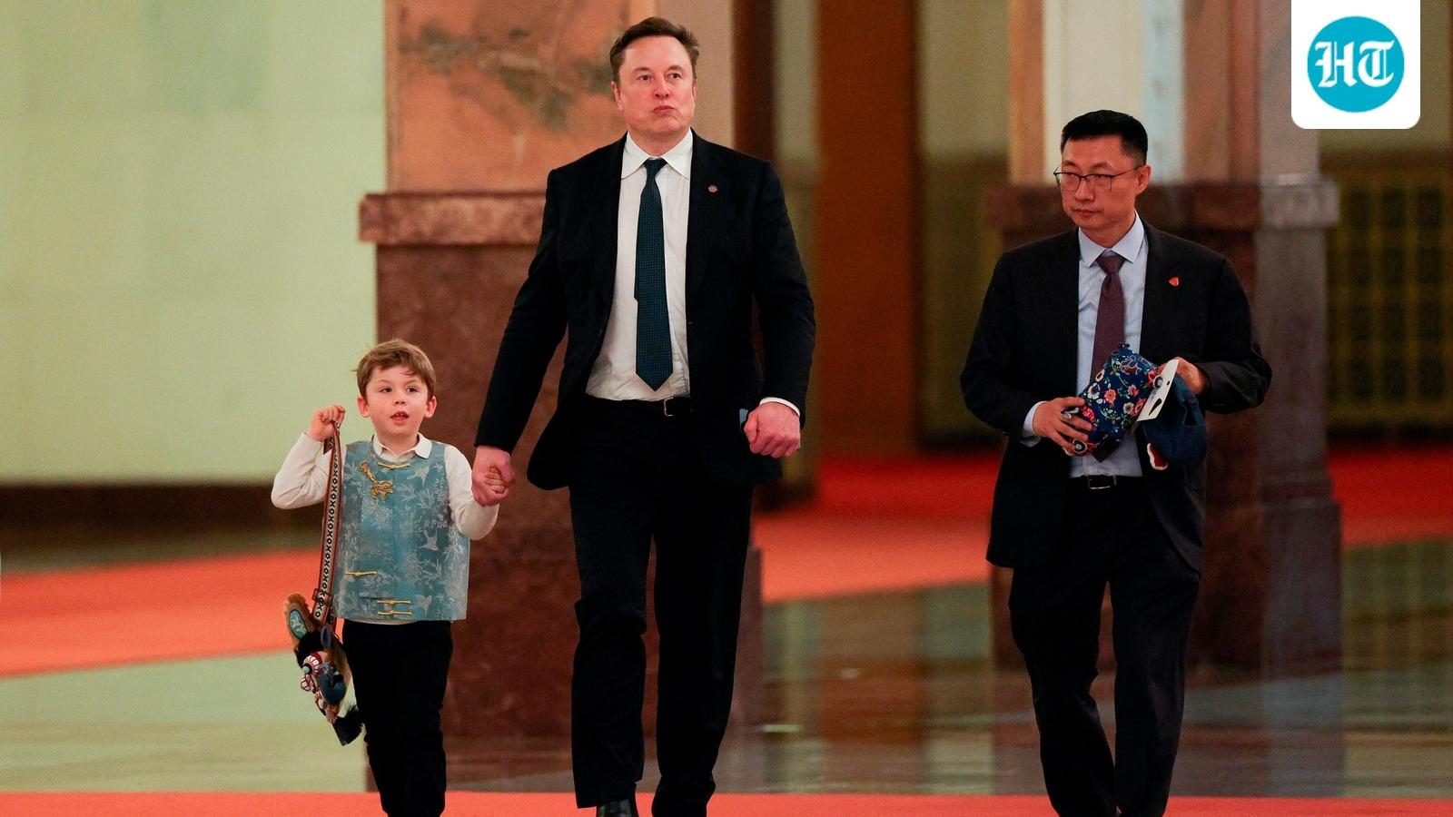 Elon Musk's youngest son steals the show in China; billionaire's expressions viral | Watch