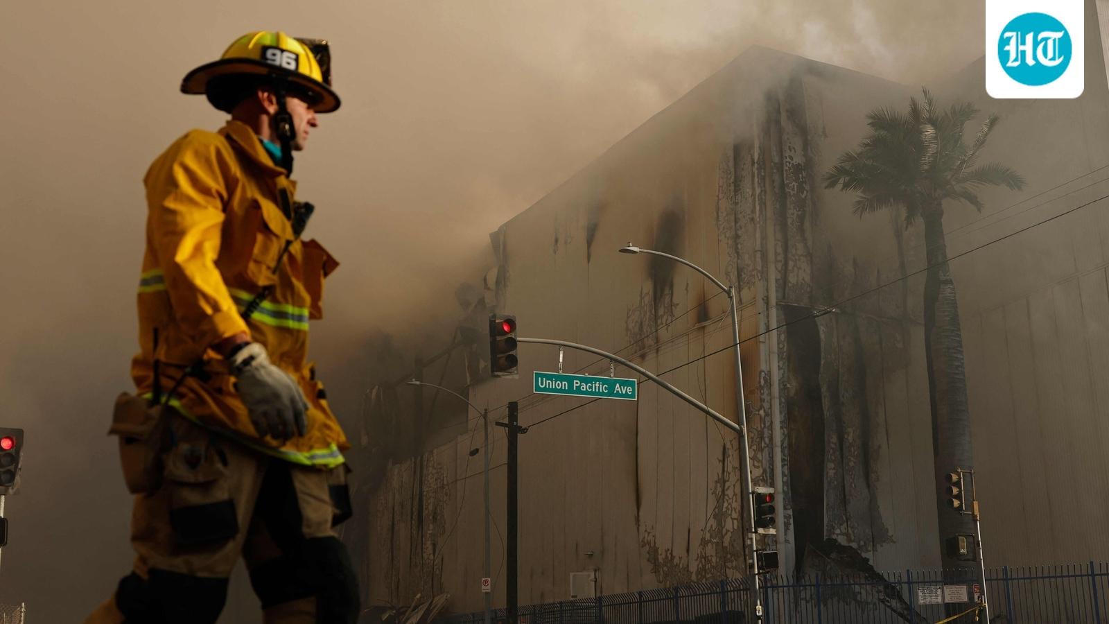 Boyle Heights warehouse fire: Video of lone firefighter battling blaze against scary backdrop surfaces | Watch
