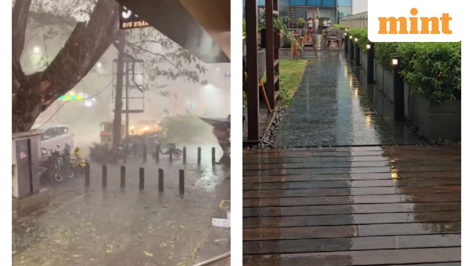 Watch: Rain, thunder and hailstorm hit Bengaluru after days of relentless heat