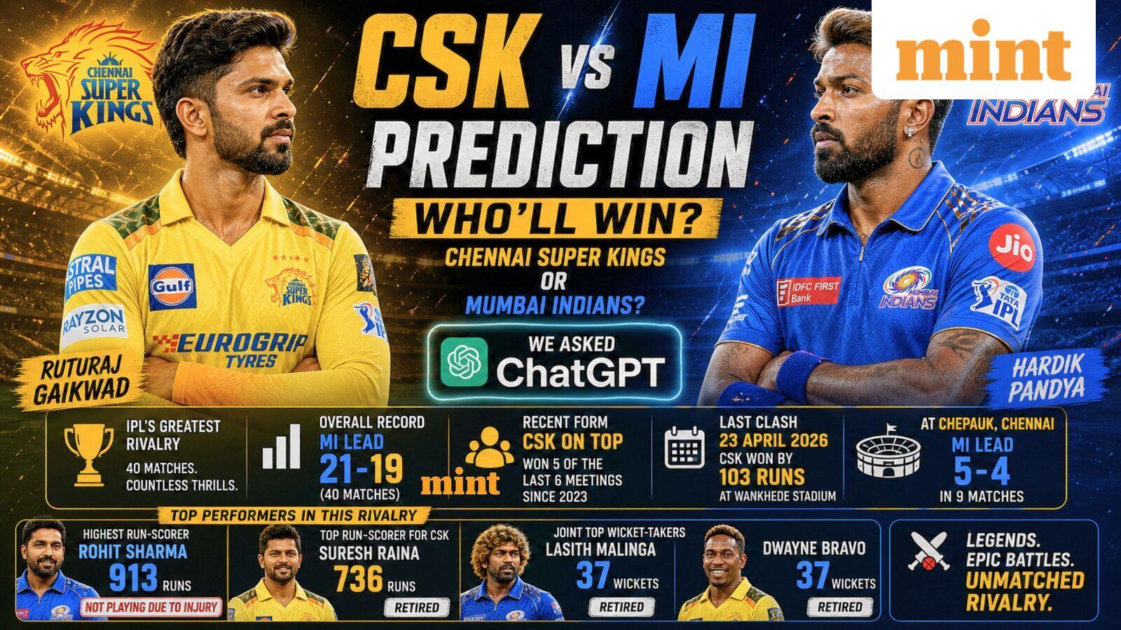 CSK vs MI prediction: Who’ll win, Chennai Super Kings or Mumbai Indians? We asked ChatGPT