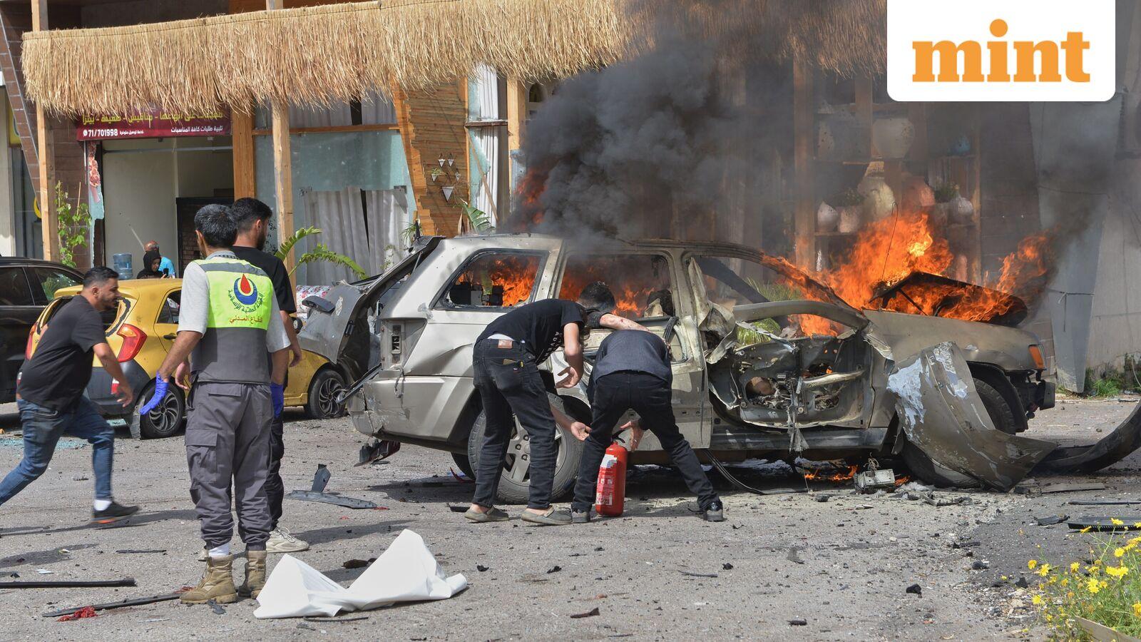 Israeli drone strikes hit cars near Beirut, kill 8 including woman and 2 children