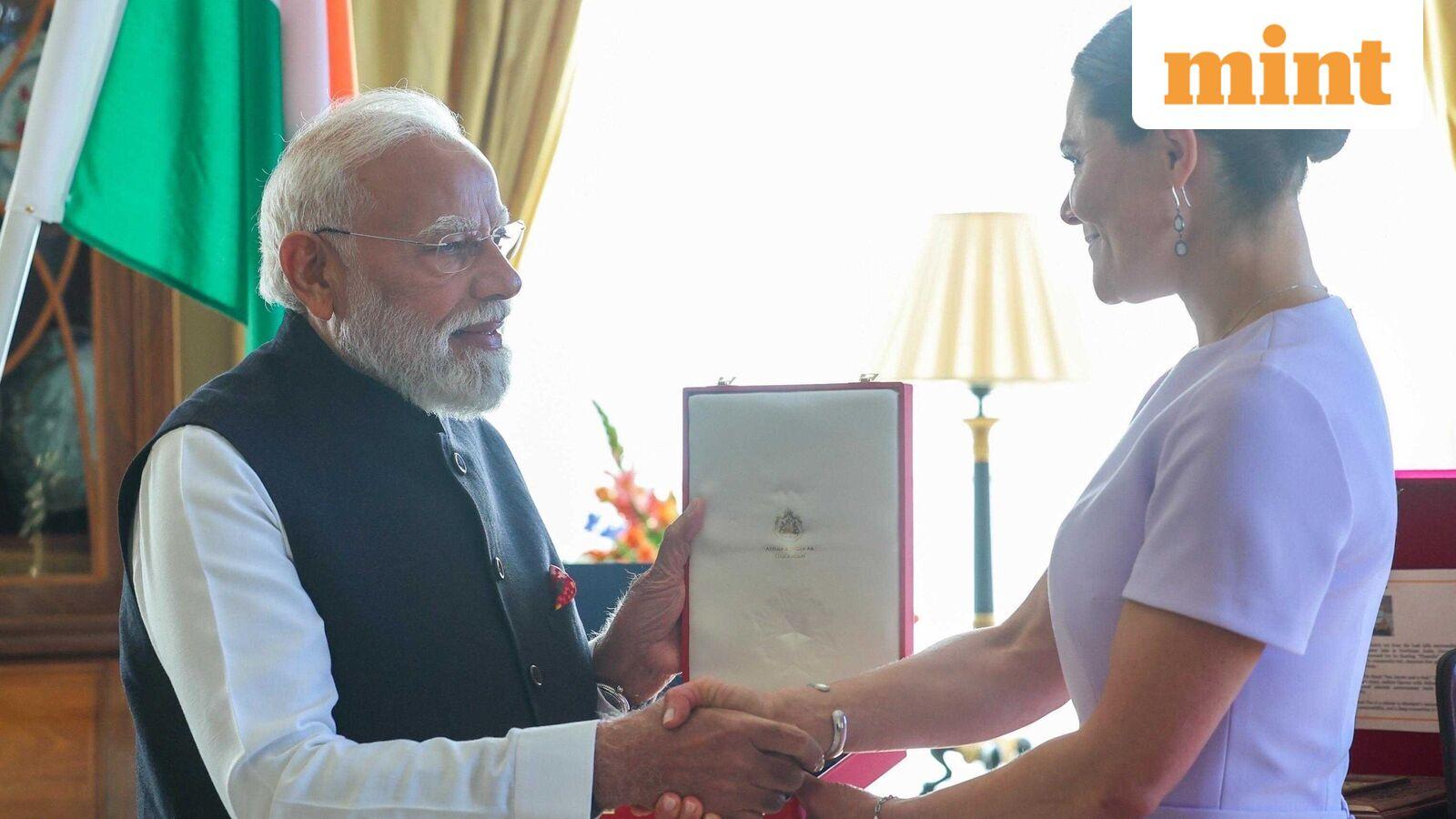 Prime Minister Narendra Modi awarded Sweden's Royal Order of Polar Star, Commander Grand Cross