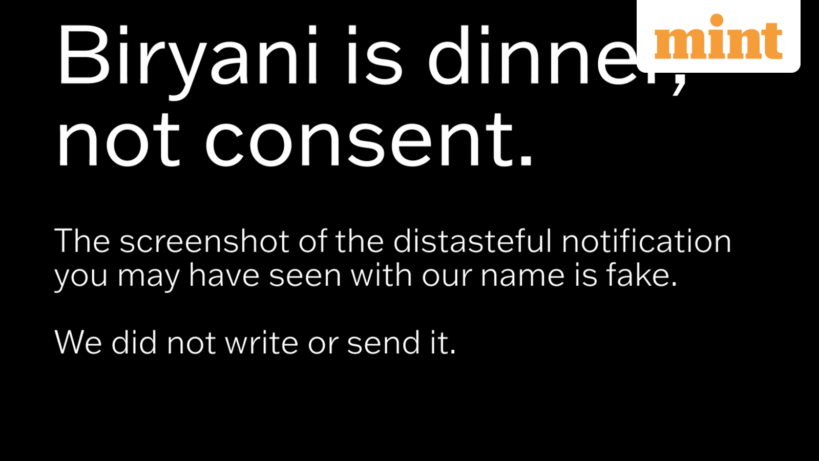 'Biryani is dinner, not consent': Zomato breaks silence on viral ‘ ₹370’ screenshot